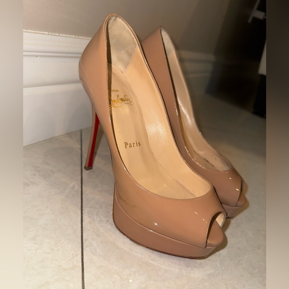Christian Louboutin Nude Peep Toe Heels